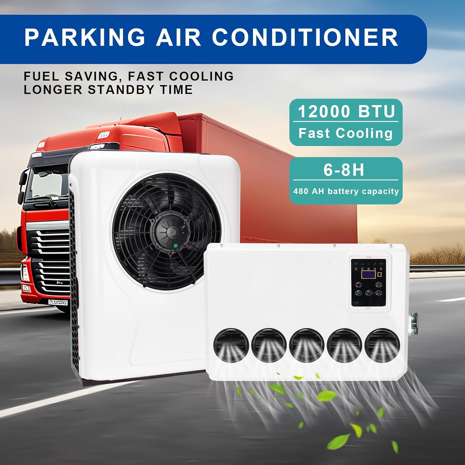 12V RV Air Conditioner 12000 BTU Truck Air Conditioner Ultra-Quiet AC Unit, Fast Cooling Split 12 Volt RV AC Unit for RVs, Vans, Trucks, Excavators, Camper, Farm Vehicles, Cranes, Passenger Cars
