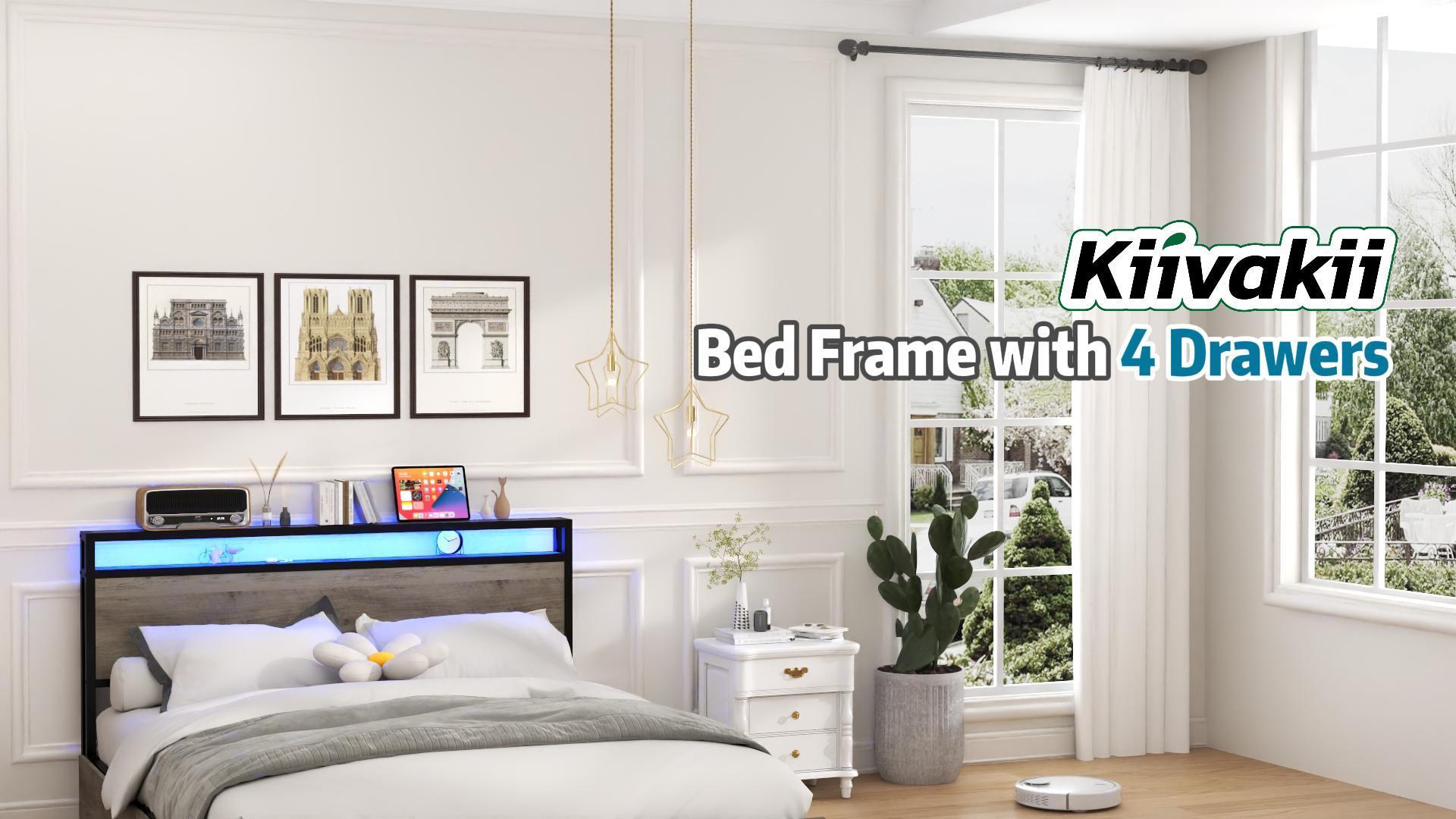 Amazon.com: Kiivakii Queen Size Bed Frame with 4 Storage
