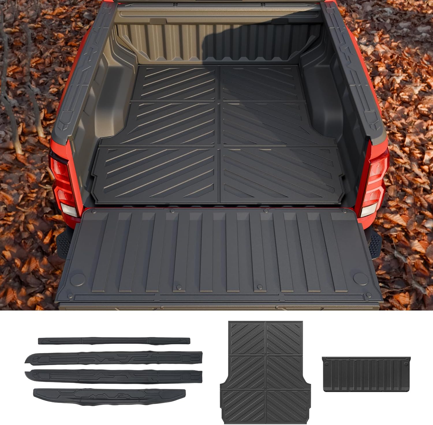 Truck Bed Cap Cover Compatible with 2023-2026 Chevrolet Colorado and GMC Canyon TPE All Weather Truck Bed Mat Tailgate Mat Around Guard Protector 6PCS for 2025 Chevy Colorado Accessories