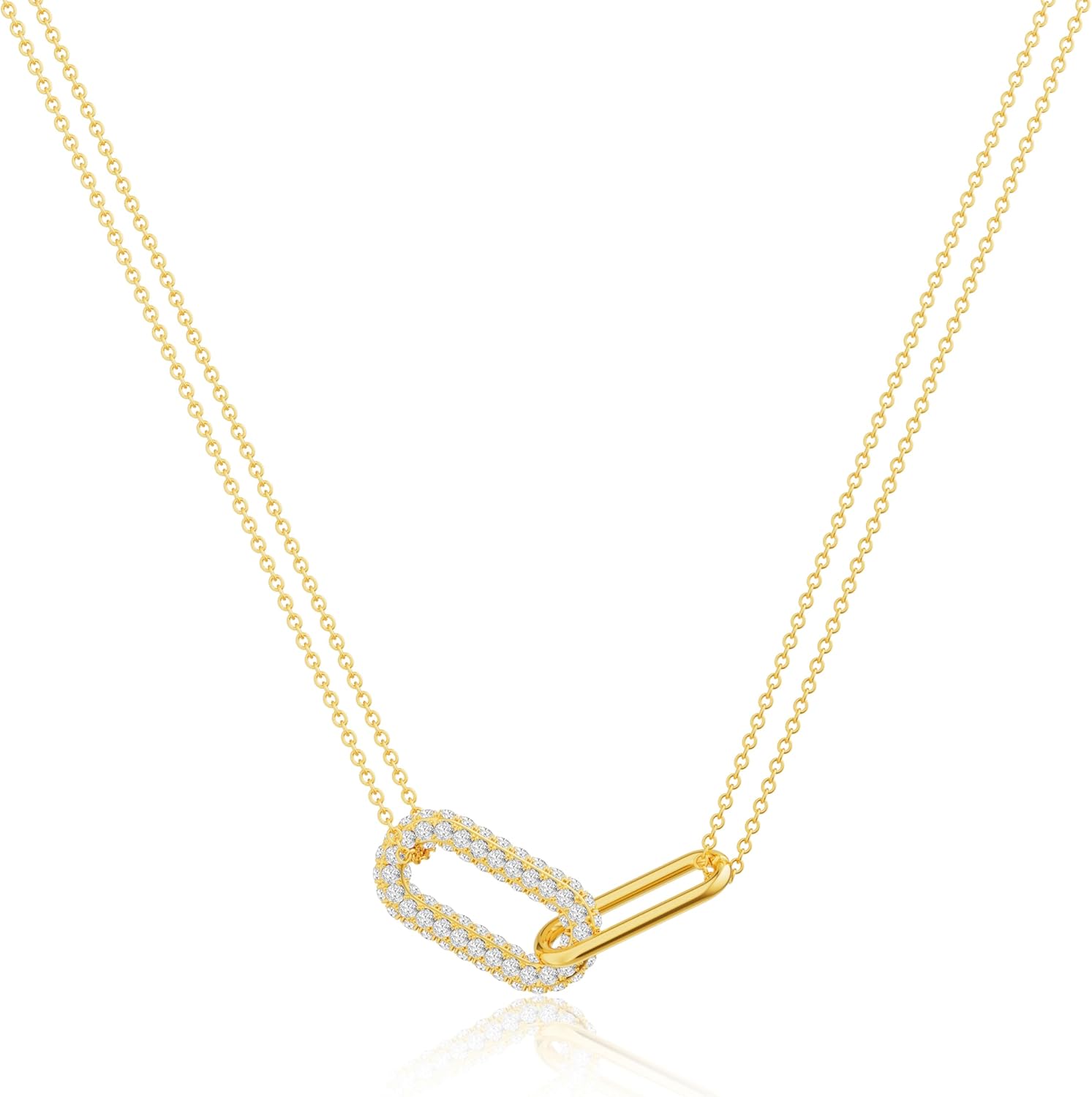 Freekiss Gold Pendant Necklace for Women, Dainty Diamond Necklaces for Women Simple 14K Gold Plated Paperclip Choker Necklaces Cute Minimalist Open Oval Necklaces Gold Jewelry for Women Gifts - Image 8