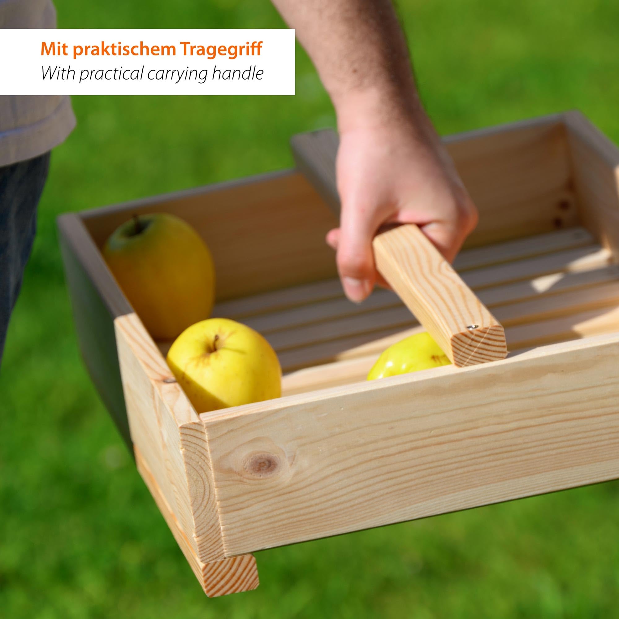 dobar® green label Vorratsregal für Obst und Gemüse - Obstkiste aus Holz - Obst und Gemüsehorde mit 4 Fächern - Gemüseregal mit 4 Stapelkisten - 53 x 35 x 116 cm - Natur