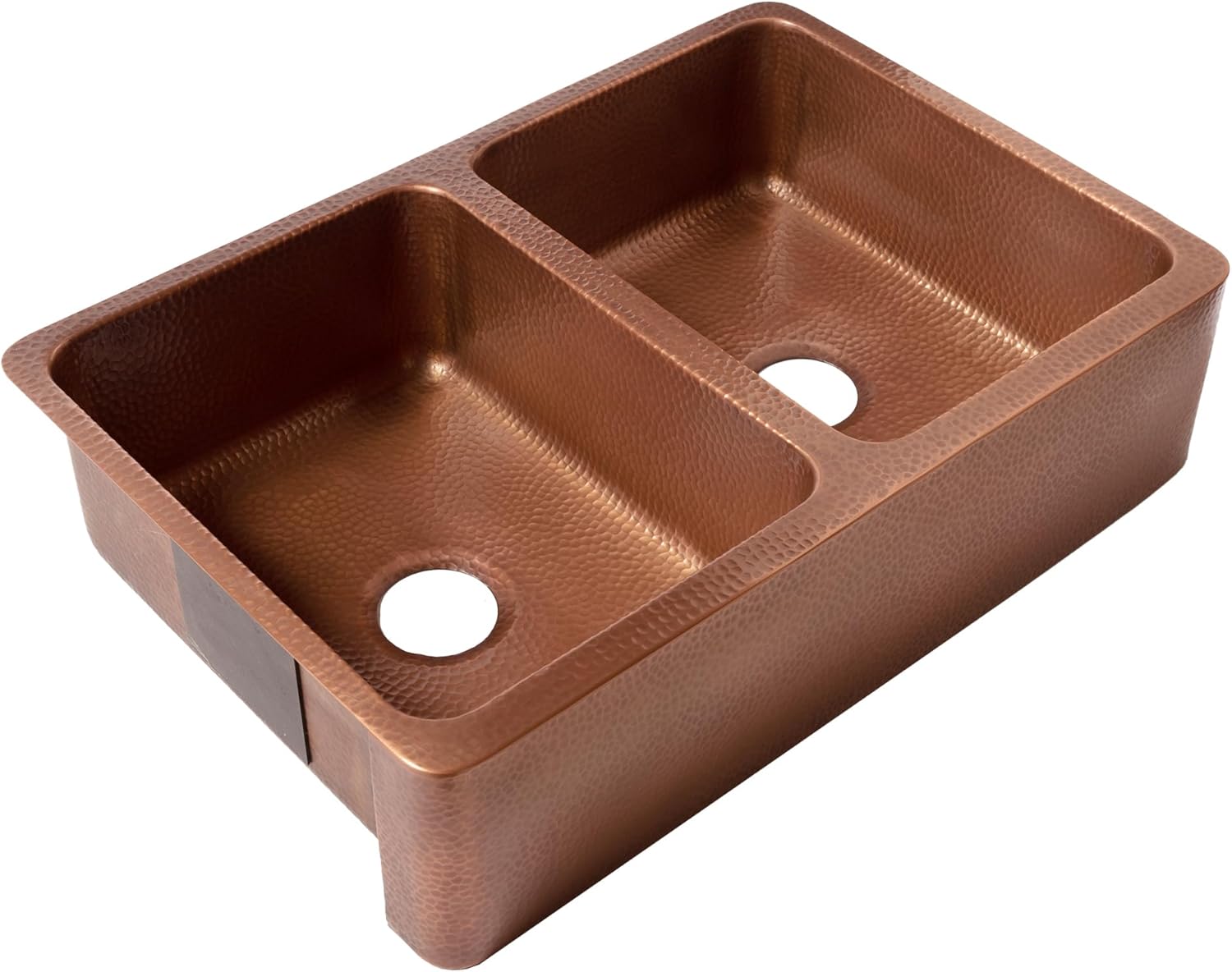 Sinkology Lange Copper 32" Double Bowl Undermount Farmhouse Apron-Front Kitchen Sink