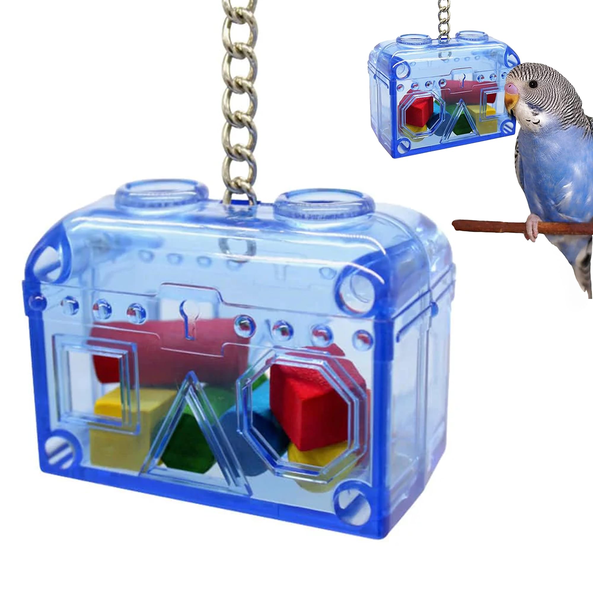 Sweet Feet and Beak Large or Small Treasure Chest - Perfect Bird Cage Toy Colorful, Safe, Easy to Install - Washable, Refillable, Non-Toxic, Foraging Box - Cage Accessories