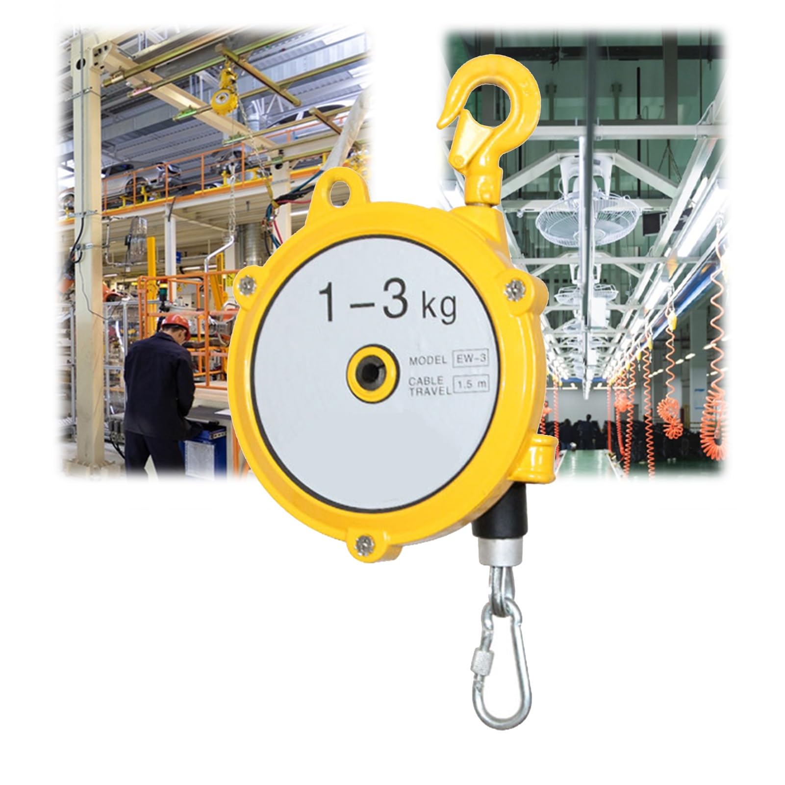 1pc Retractable Spring Balancer Tool with Wire Rope and Hook for Workshop, Assembly Line, and Automotive Equipment(1-3kg)