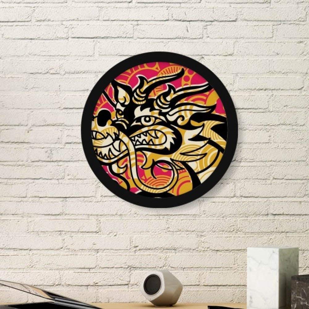 Cadre photo rond dragon chinois impression art peinture murale chassis noir medium