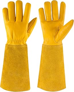 Thorn Proof Gardening Gloves for Men & Women Rose Pruning Leather Garden Gloves with Long Sleeve Gauntlet