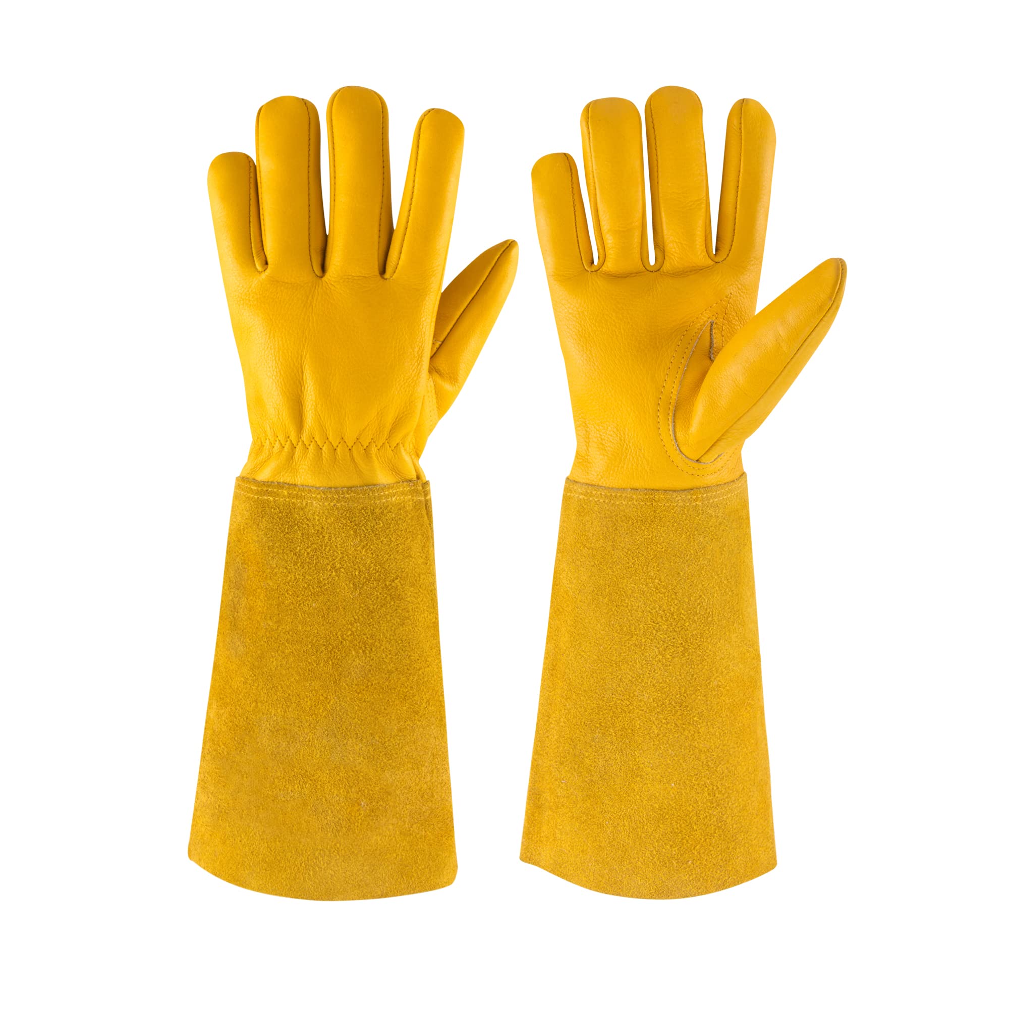AIWOGLO Thorn Proof Gardening Gloves for Men & Women Rose Pruning Leather Garden Gloves with Long Sleeve Gauntlet(Medium)