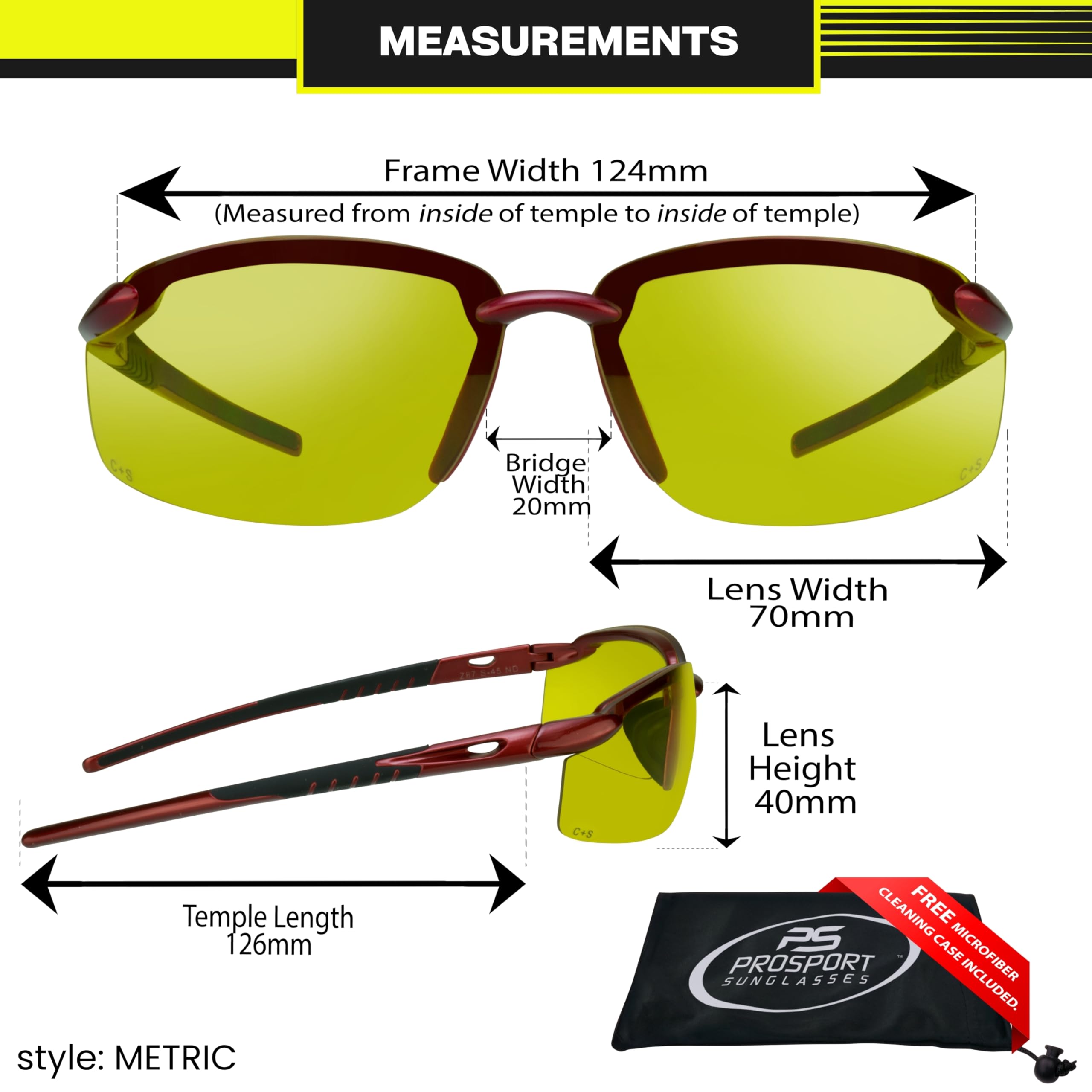 proSPORT Night Driving Sport Wrap Around Clear And Yellow Lens For Driving Biking Hiking Hunting Anti Glare Sunglasses 9