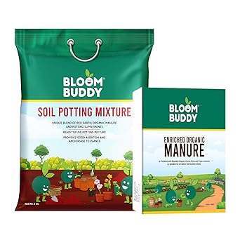 Bloombuddy Enriched Organic Manure 900gm and Soil Potting Mixture 5kg Combo - Nutrient-Rich Organic Fertilizer and Premium Potting Soil