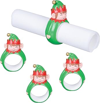 C&F Home Elf Napkin Rings Set of 4 Green