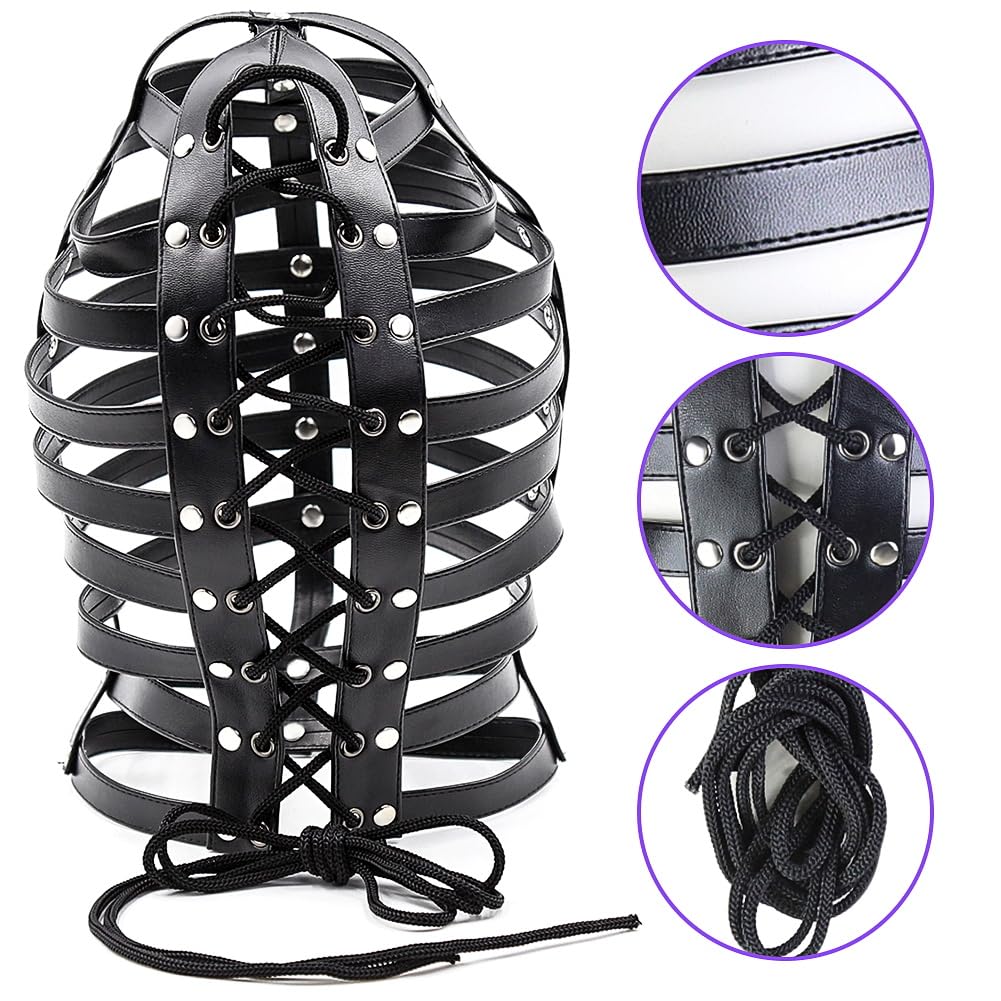 SXOVO Capucha BDSM Mascara de SM Transpirable Mascara Sexy para Esclava Fetiche Cosplay Bondage BDSM Juguetes Eróticos para Pareja Sexuales
