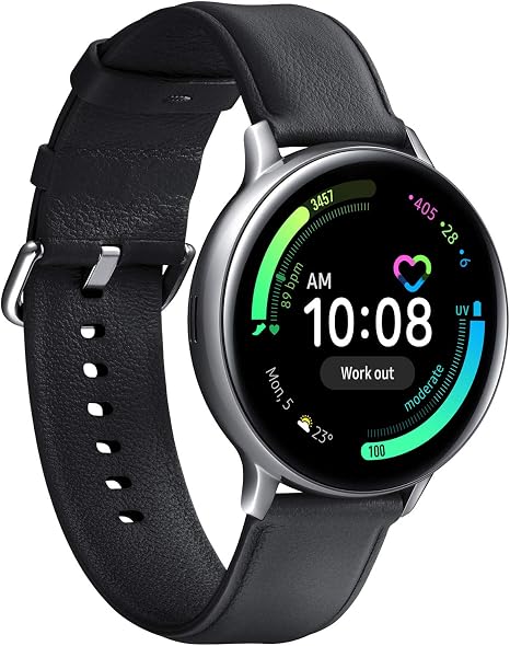 Samsung Galaxy Watch Active2 Smartwatch Bluetooth 44 mm in Acciaio  Inossidabile e Cinturino in Pelle, con GPS, Sensore di Frequenza Cardiaca,  Tracker Allenamento, IP68, Silver : Amazon.it: Elettronica