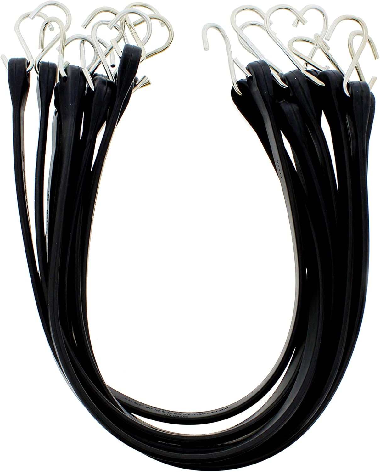 ABN EPDM Rubber Bungee Cords - 31in Black Rubber Tie Down Straps with Hooks (54in Max Stretch), 10 Pack