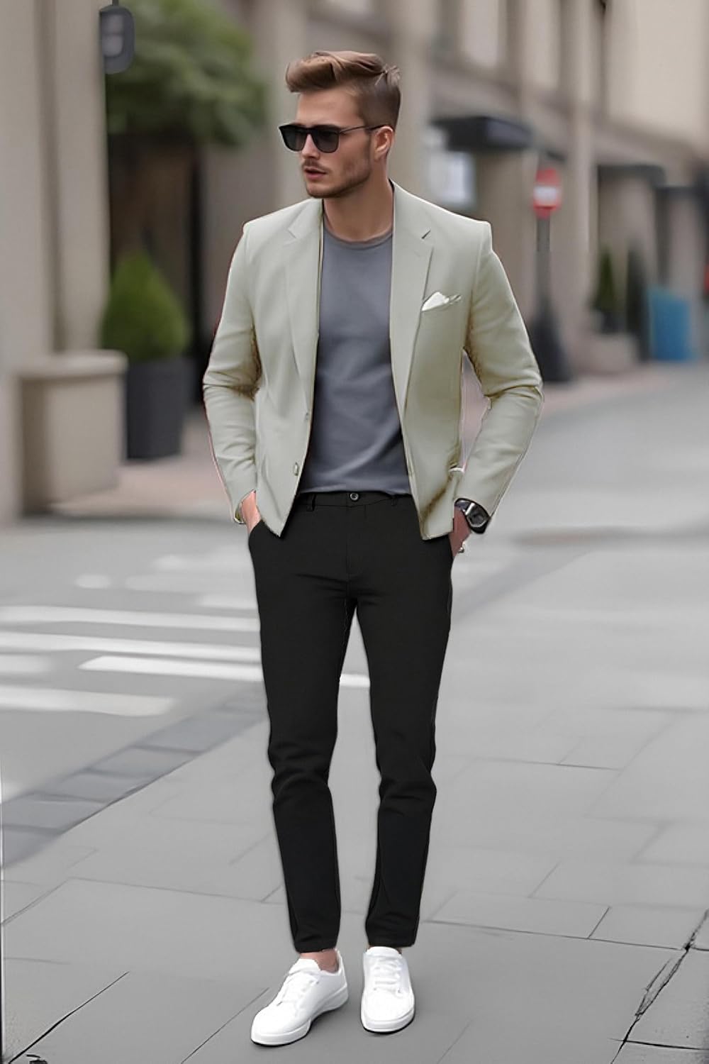 Plaid&Plain Men's Skinny Stretchy Khaki Pants Colored Pants Slim Fit Slacks Tapered Trousers - Image 7