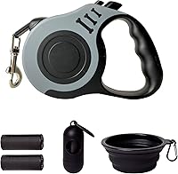 Vista 34 de Correa retráctil para perros pequeños y medianos, automática, telescópica, para mascotas, 10/16 pies, duradera y práctica, con recipiente plegable