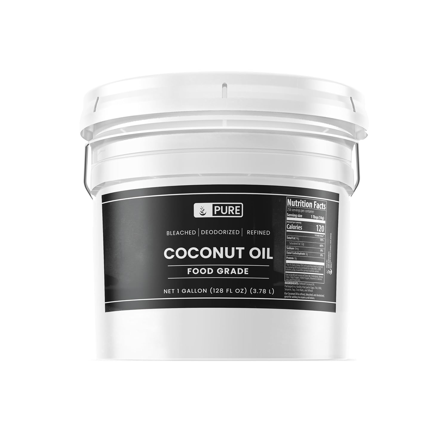 Pure Original Ingredients Coconut Oil 1 Gallon - Hexane-Free, Gluten-Free, Non-Hydrogenated for Skin, Hair & More