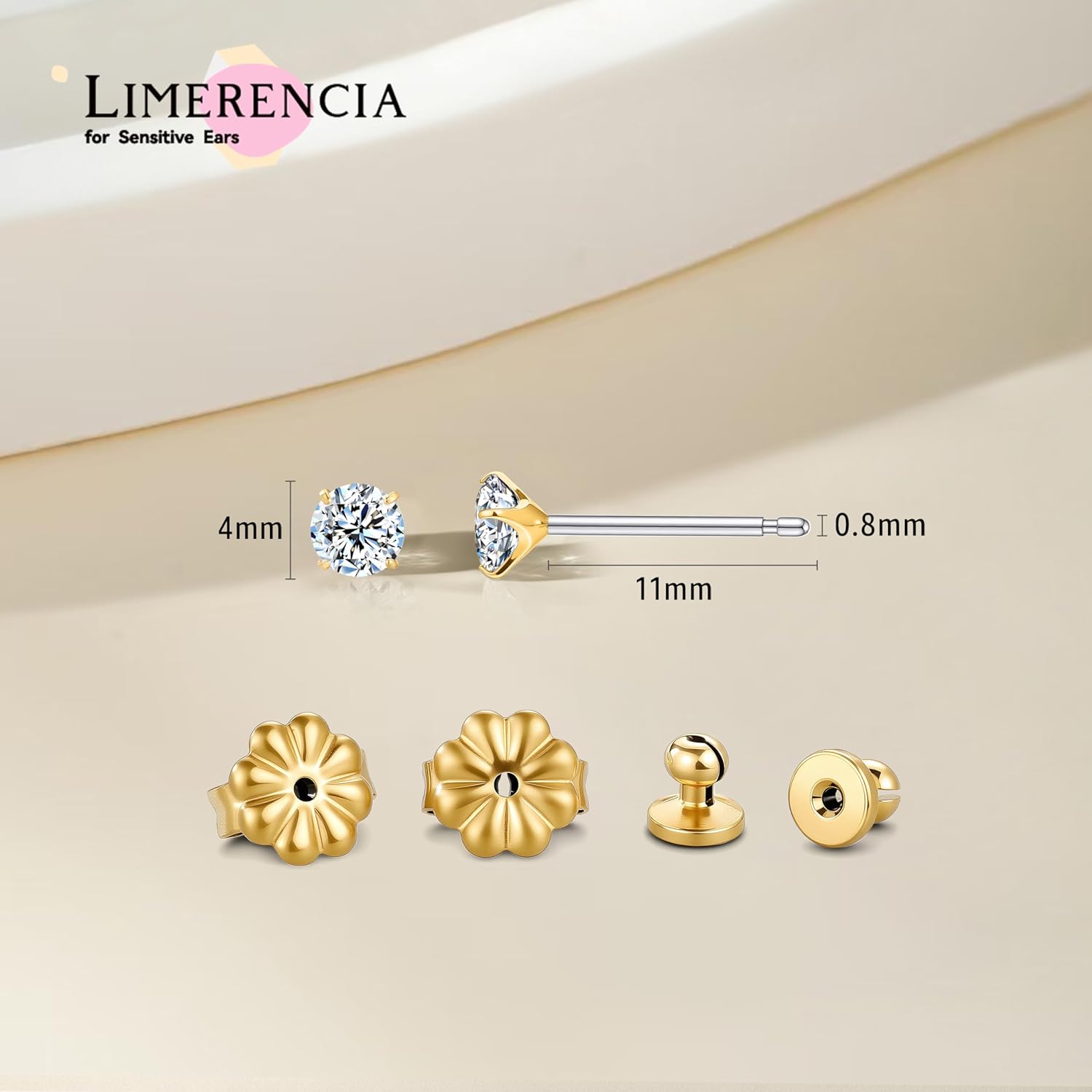 Limerencia Moissanite Stud Earrings, F136 Titanium Screw Back Earrings, D Color VVS1 Clarity Lab-created Moissanite Earrings, Hypoallergenic G23 Pure Titanium for Women Men Sensitive Ears