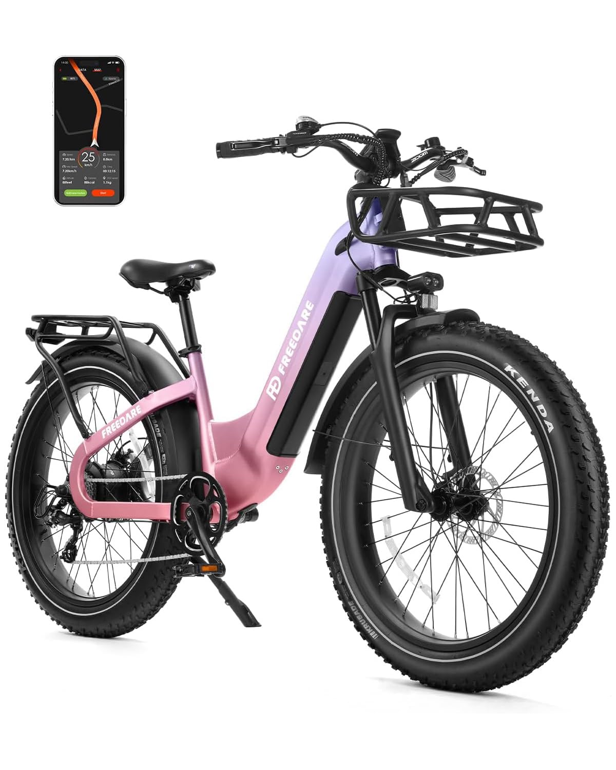 FREEDARE Eden Bici Elettrica Adulti 250W Motore 90NM Batteria 48V 20Ah  150KM, Sensore di Coppia, Controllo App GPS, Pneumatici KENDA 26x4\