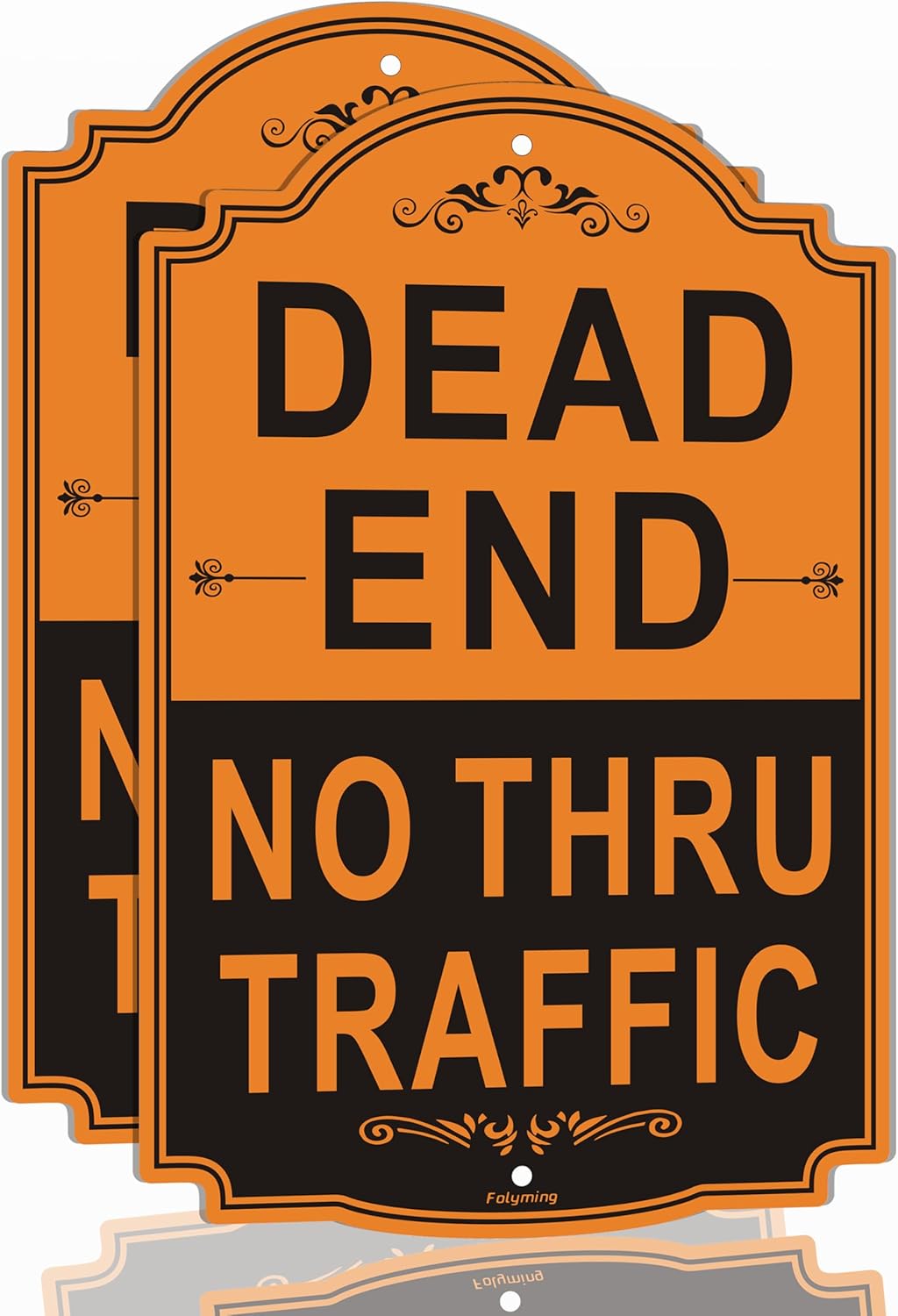 2 Pack Dead End No Thru Traffic Sign No Outlet No Turn Around No Through Traffic Signs Reflective Metal 18 x 12 Inches Reflective Metal UV Protected Weather Resistant Sturdy Rust Aluminum Waterproof