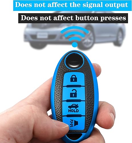 Miniatura 4 de Kirsnda Funda con textura para llavero compatible con Nissan, funda de TPU suave, 5 botones para Altima Pathfinder, Teana, Murano, Maxima, Rogue,