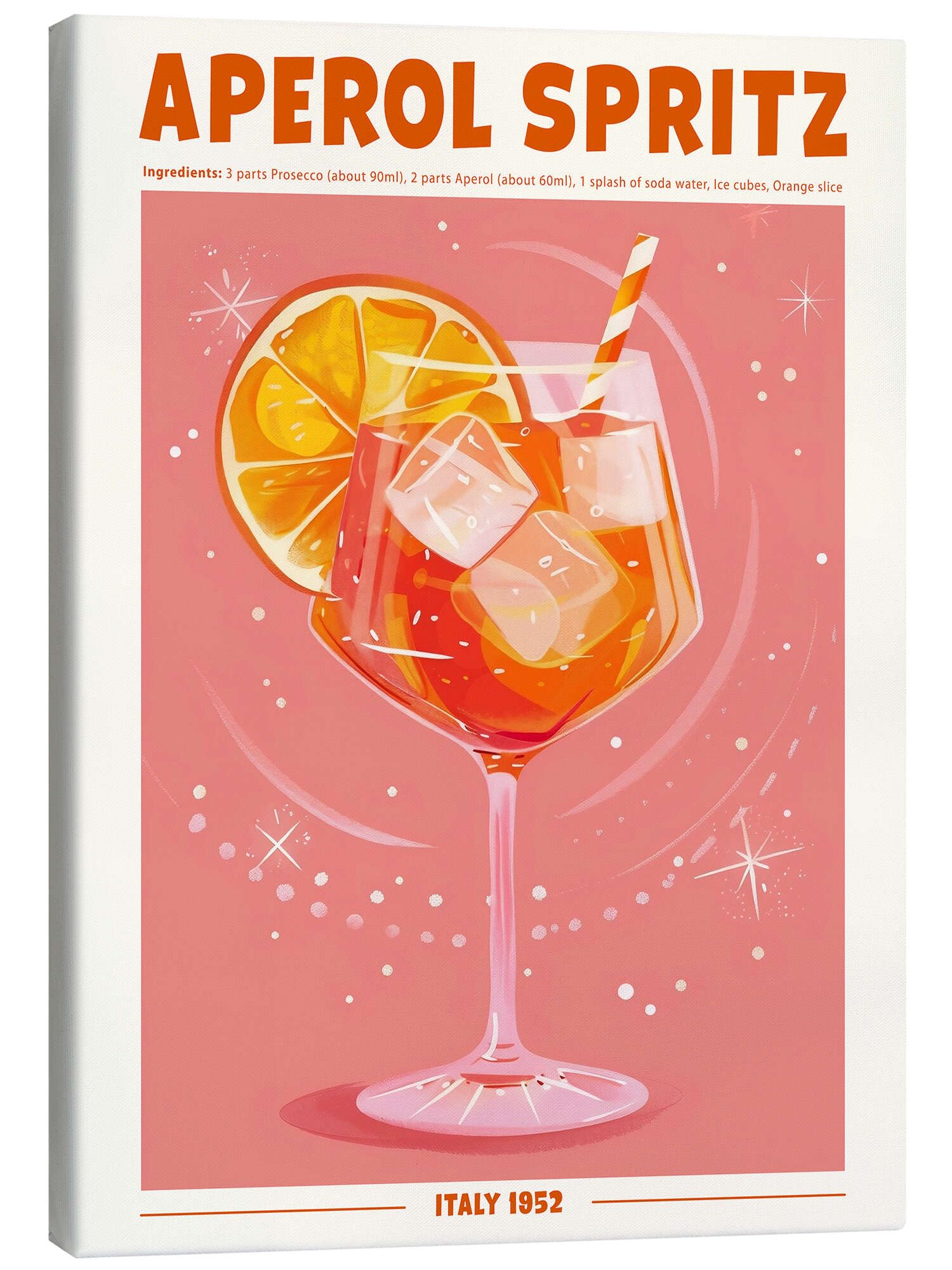 Posterlounge Aperol Spritz, Italy 1952 Leinwandbild | 60 x 80 cm von TAlex Rosé Wandbilder Wanddeko
