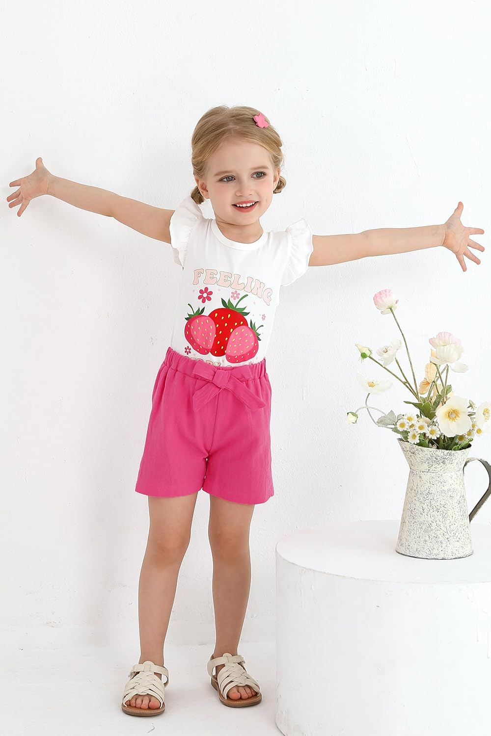 YOUNGER TREE Toddler Baby Girls Clothes Sunflower T-shirt + Bowknot Shorts with Cute Summer Girl Clothes Set - Image 2