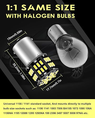 Miniatura 5 de Bombillas LED 1156 1141 para RV, P21W 1003 1073 7506 BA15S Bombilla LED interior RV 3014 54 SMD de repuesto para luces interiores de 12 voltios RV