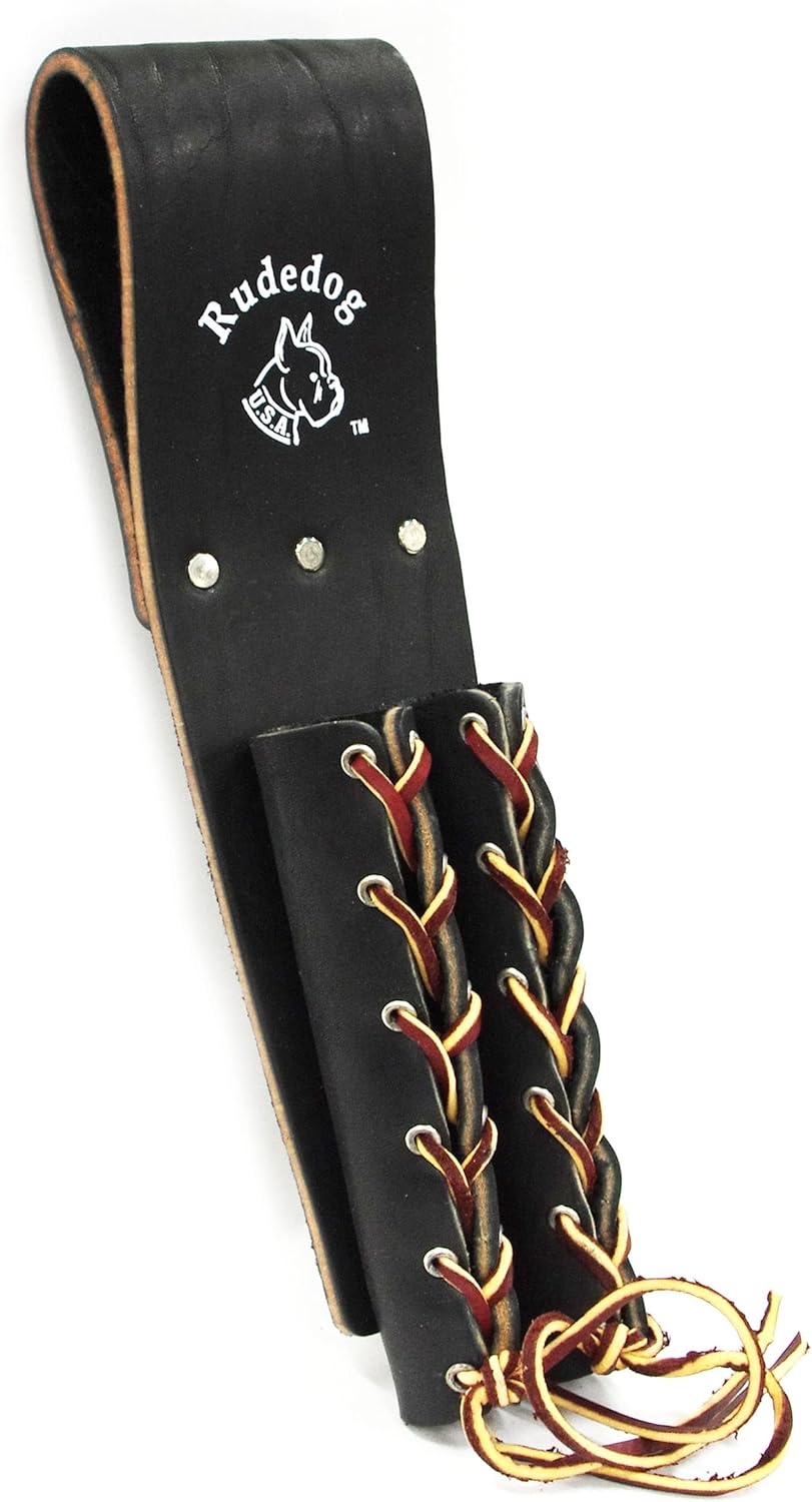 Lace-Up Double Bullpin Holder - Premium Black Leather- Rudedog USA #3011