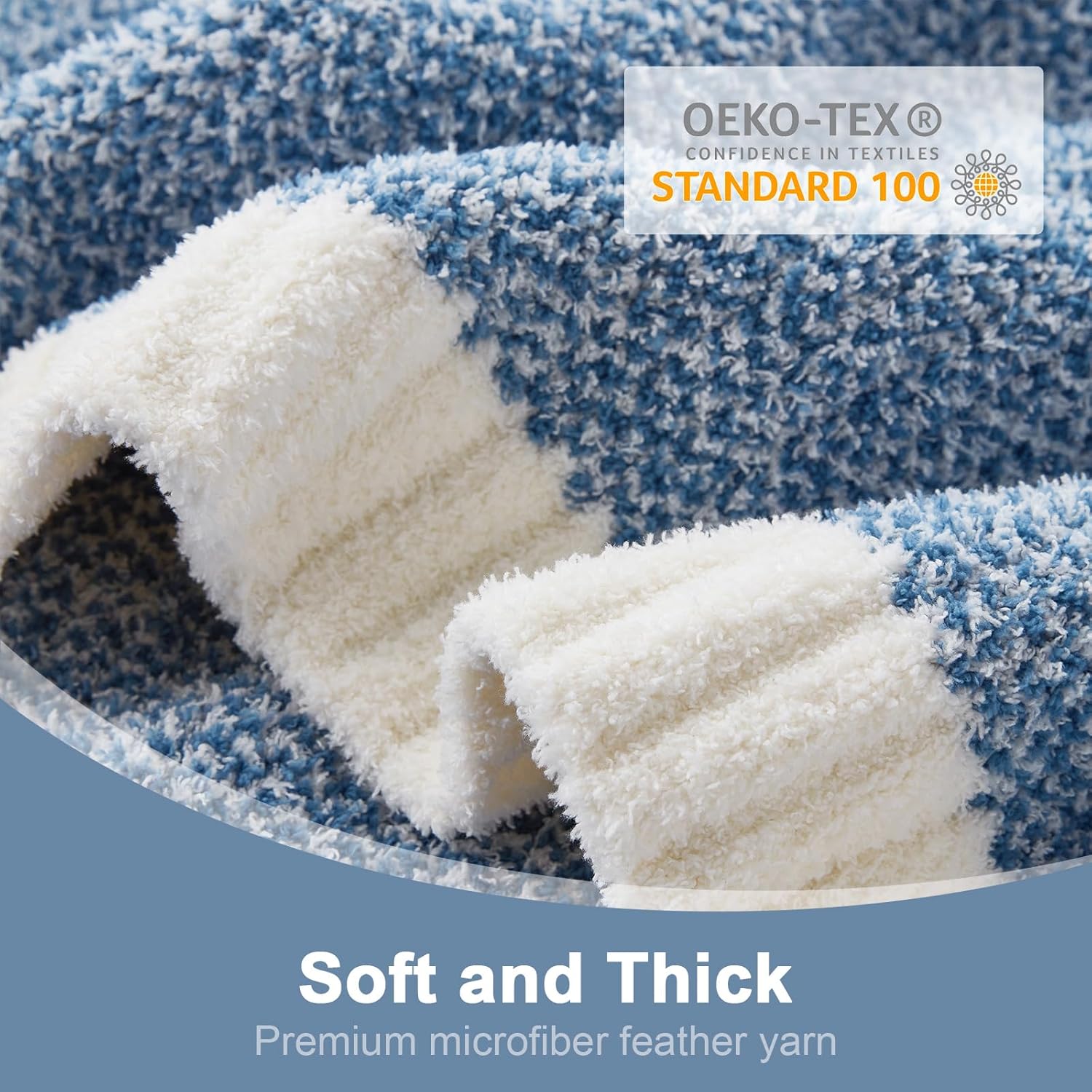 Snuggle Sac Blue Bedding Blanket Twin Size for Bed and Sofa, Reversible Super Soft Blankets Warm Cozy Knit Blankets Fuzzy Plush for Couch, Living Room, Blue, 60x80 inches - Image 4