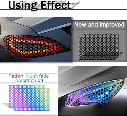 Miniatura 3 de 2 calcomanías universales para lámpara trasera de automóvil calcomanías tipo panal de abeja lámina de tinte autoadhesiva para automóvil cubierta de