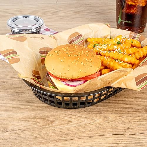 Miniatura 4 de Restaurantware Canastas de comida rápida de 11 x 7 pulgadas, 10 cestas ovaladas de delicatessen, aptas para microondas, lavavajillas, cestas de