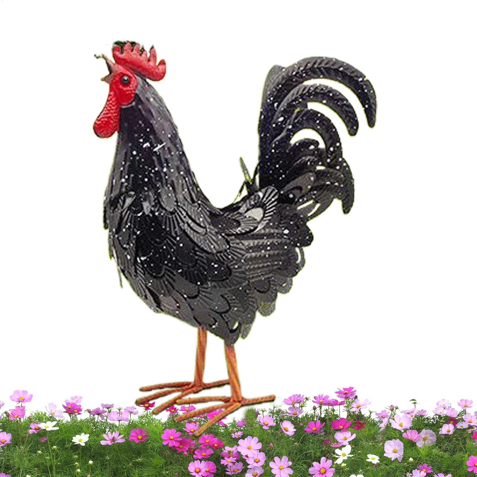 Statue de jardin en fer en forme de poulet pour déco de ferme