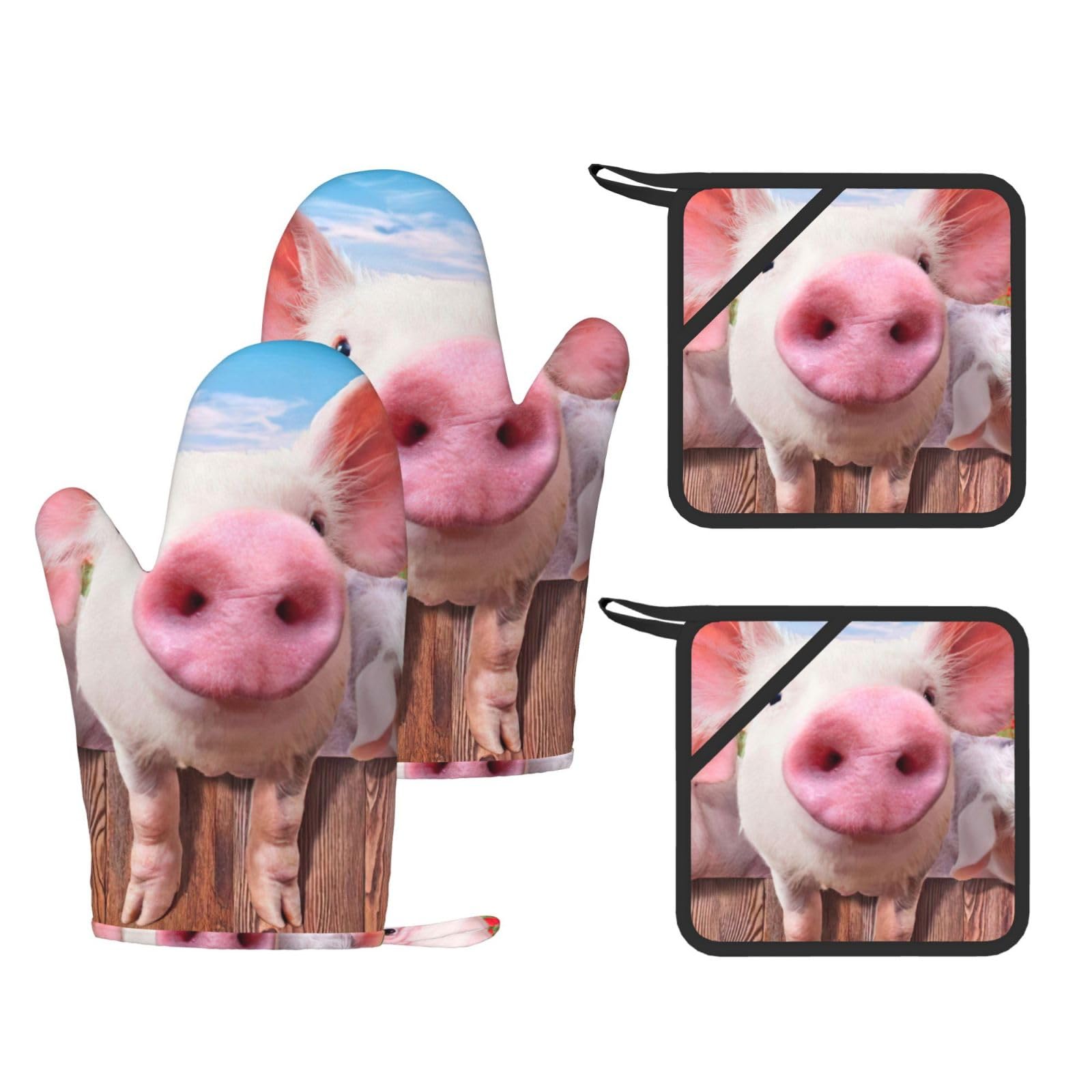 Maniques et dessous de plat silicone cochon pour cuisine et four