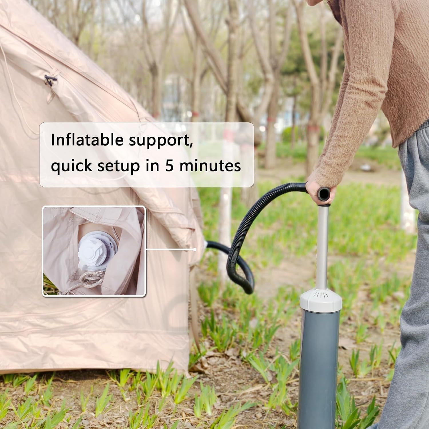 2025 Upgraded Waterproof Inflatable Camping Tent for 5-8 People, No Assembly Needed Luxury Glamping House, Oxford Fabric Inflatable Camping Tents with Hand Pump