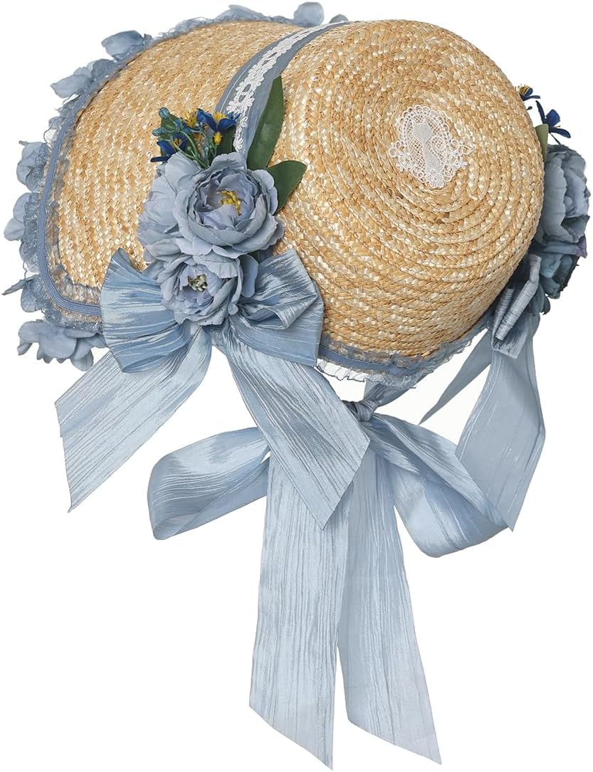 COSDREAMER Womens Victorian Hat Vintage Tea Party Sun Hat Flat