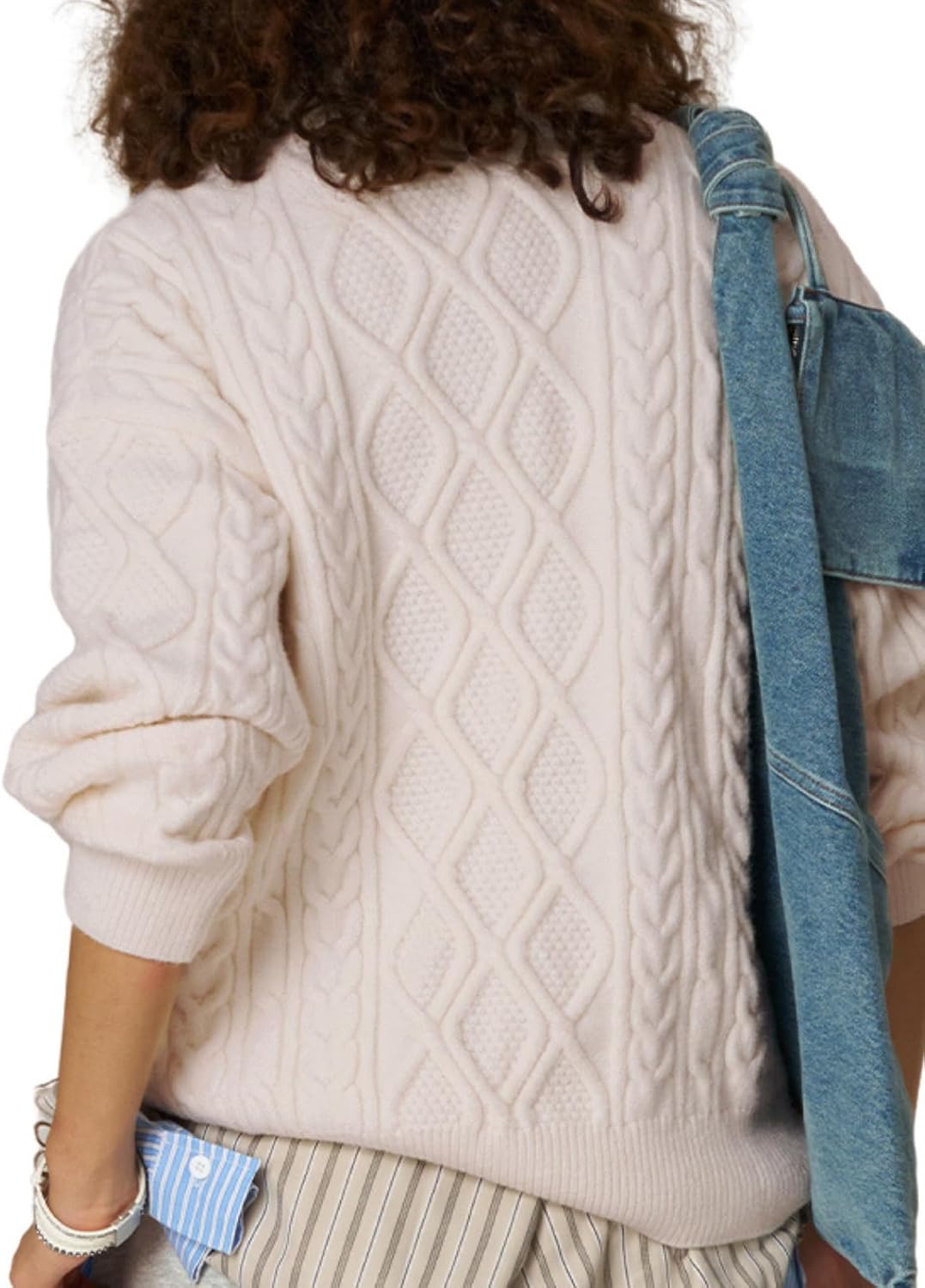 Aelfric Eden Women's Oversized Cable Knit Crewneck Sweaters Long Sleeve Sweater Chunky Loose 2025 Outfits Pullover - Image 6