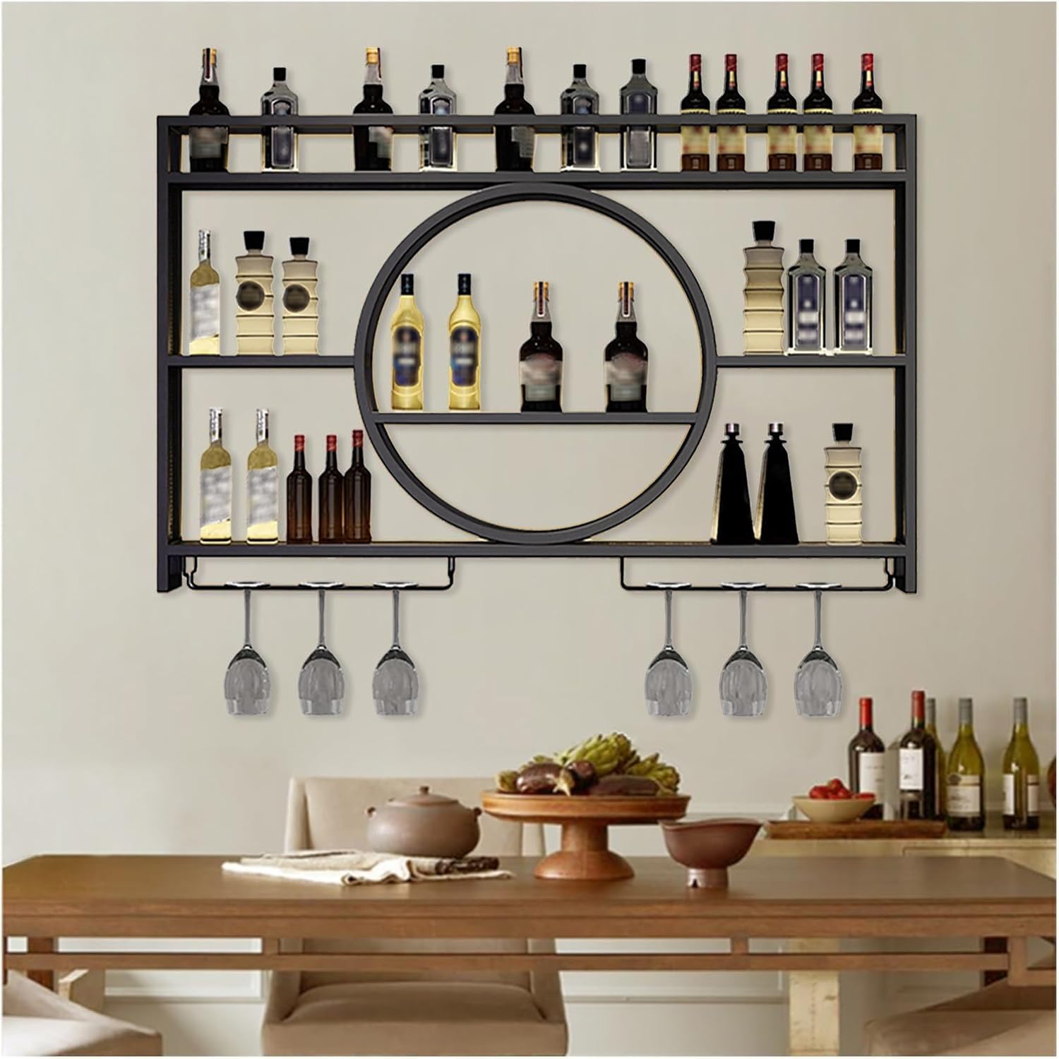 Porte-Bouteilles Muraux Industriels Noir pour Sublimer Votre Cuisine et Vos Soirées