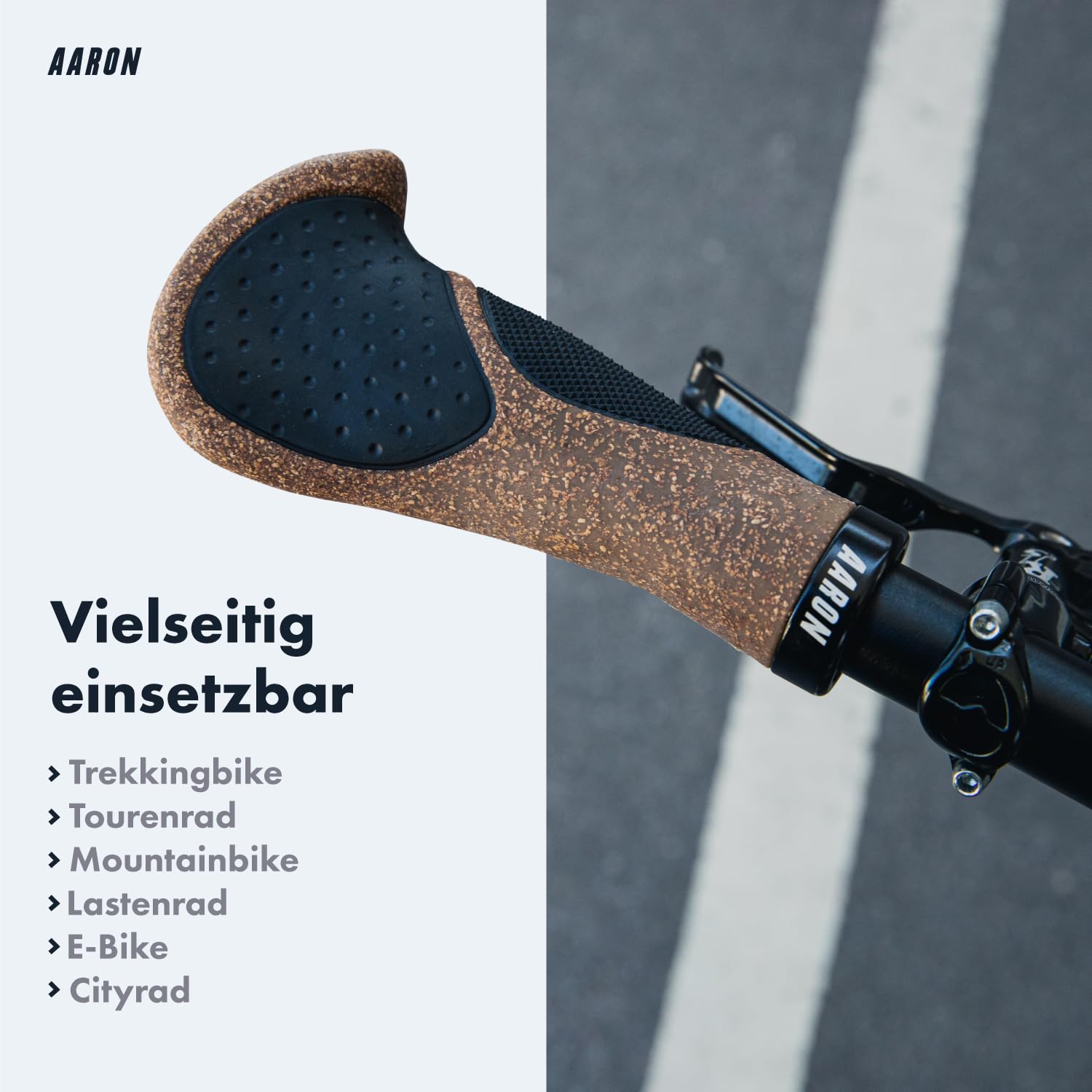 AARON Ergonomic Fahrradgriffe mit Gel Dämpfung, Ergonomische Lenkergriffe aus rutschfestem Gummi, Griffe geeignet für E-Bike, Trekkingrad, Mountainbike, Cityrad, Tourenrad, schwarz