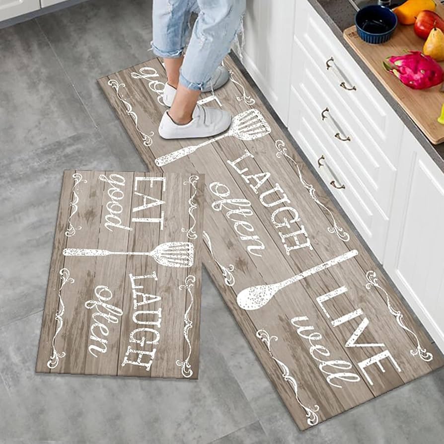 2 Pieces Non Slip Kitchen Mat Set, Washable Kitchen Floor Mat For Kitchen, Entryway, Hallway Runner Set Washable Runners (B01, 43x150cm+43x75cm