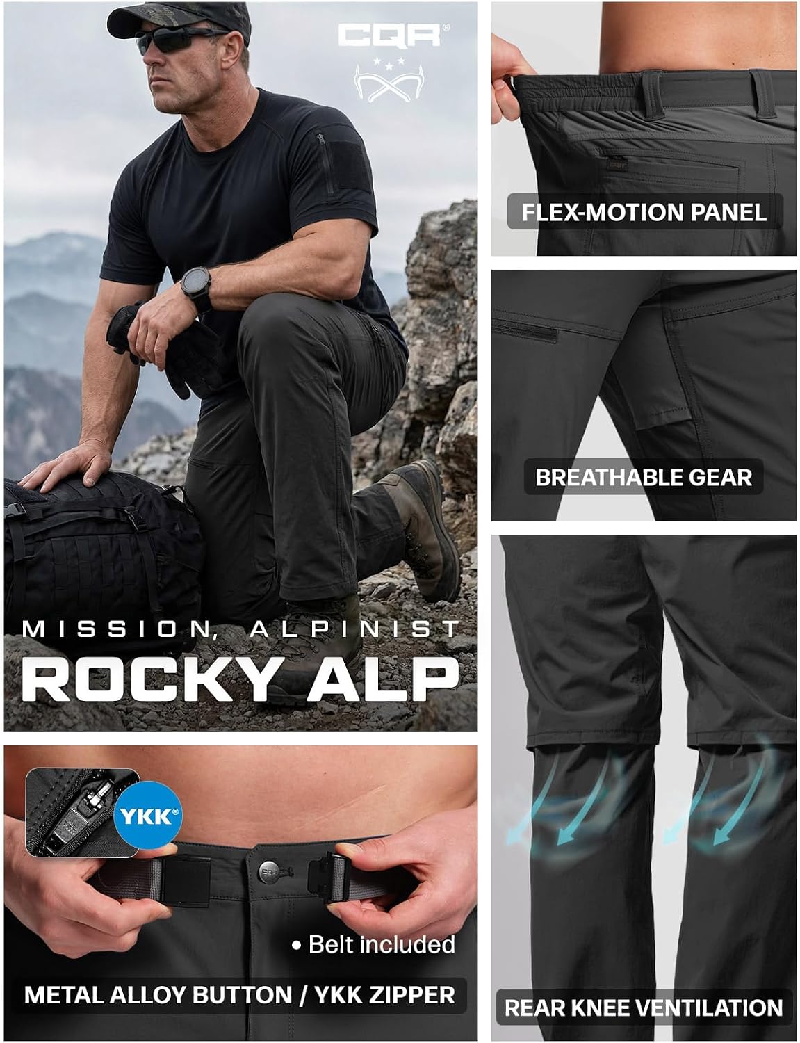  Men's Quick Dry Tactical Pants, Water Resistant Outdoor Pants, Lightweight Stretch Cargo Work Hiking Pants thumbnail
