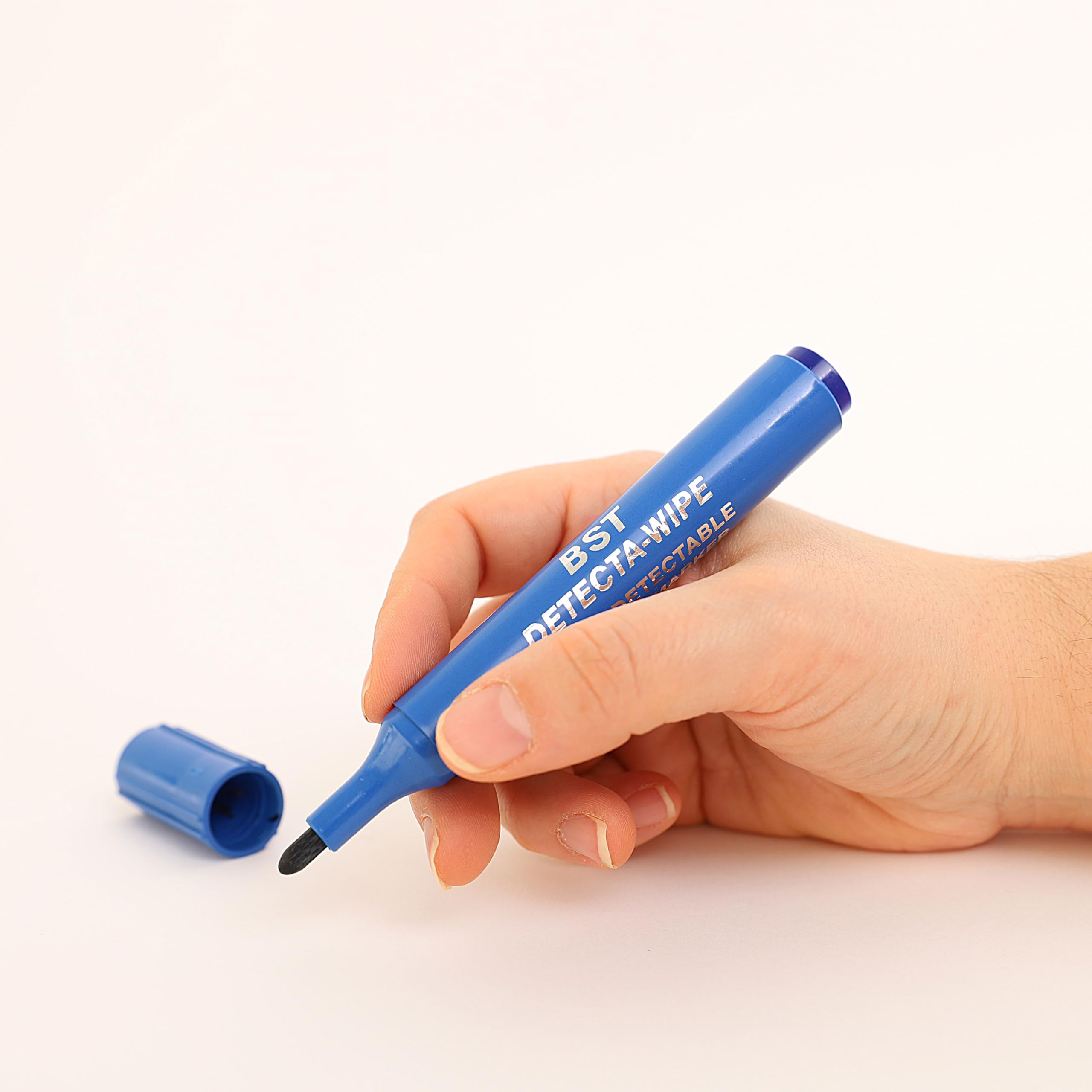 Maya Rotulador DW No Permanente Detectable Metales y Rayos X. Seguridad y Antibacteriano. Ideal Para Normativas HACCP, BRC y Contacto Alimentario UE/FDA (Tinta Azul)