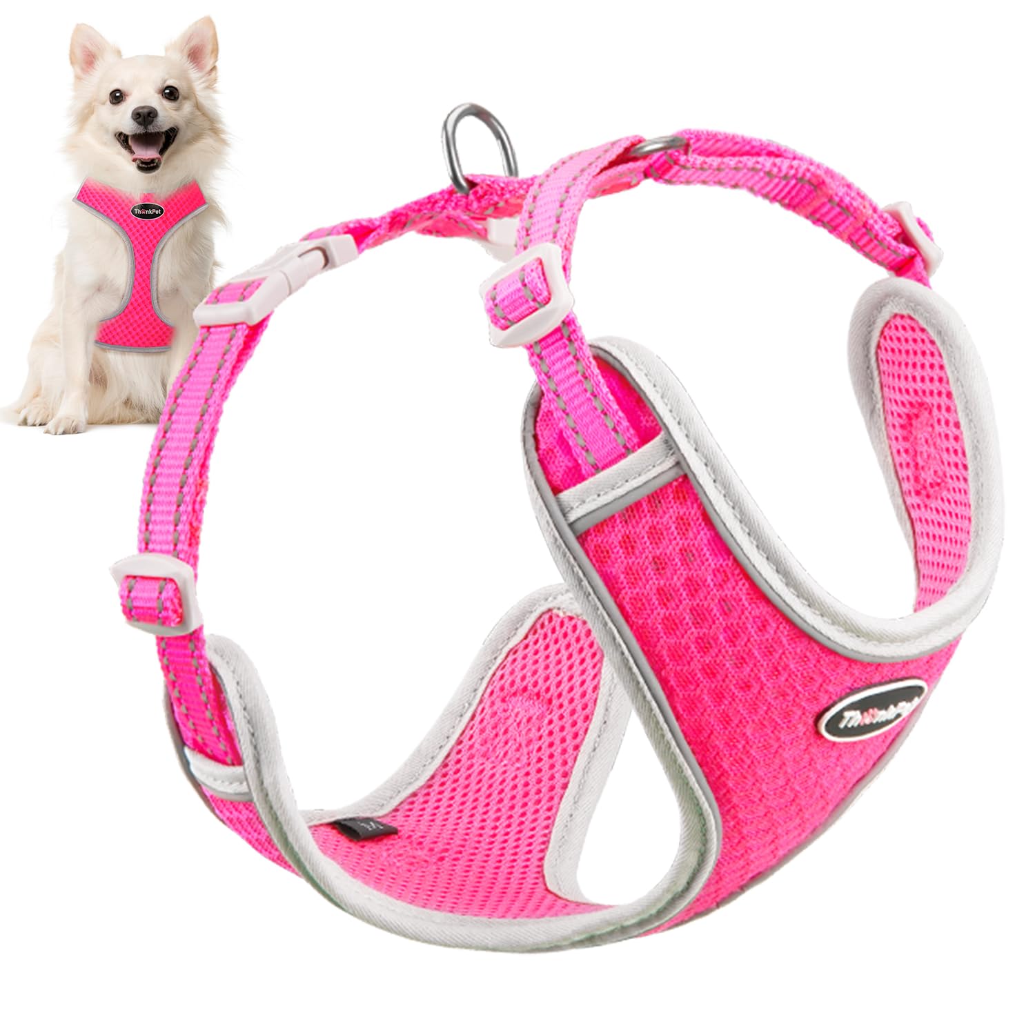 ThinkPet Arnés Reflectante Transpirable de Malla de Aire Suave con código QR para Perro, sin estrangulamiento, Chaleco para Cachorros, Perros pequeños y medianos, Gatos pequeños, Color Verde Azulado — view 9