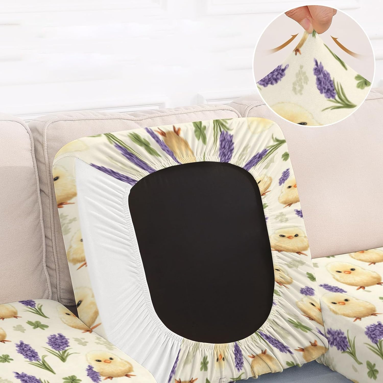 Lucky Clover Chick Loveseat Covers Couch Covers for 2 Cushion Couch, 2-Piece Stretch Sofa Slipcovers Anti-Slip Washable Furniture Protectors for Dogs Pets