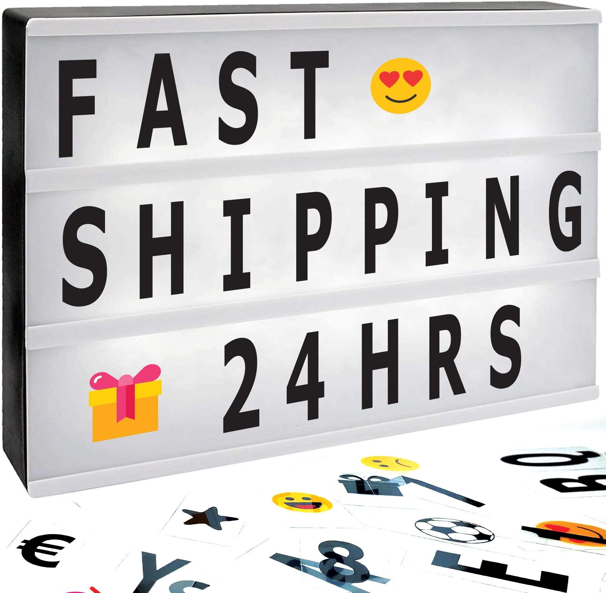 A4 Cinematic Light Box with 110 Letters & Symbols, Integrated Character Storage, Power Save Timer, USB or Battery Powered