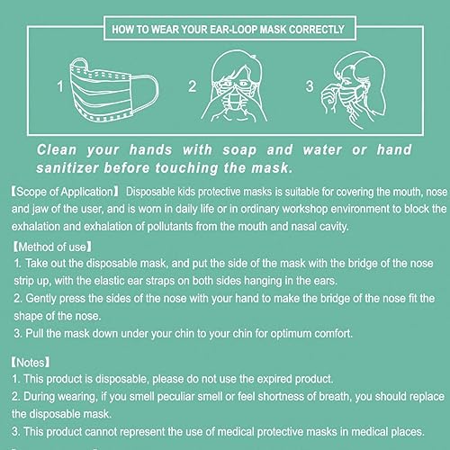 Miniatura 7 de Cubrebocas desechable para niños envueltos individualmente, 50 unidades, máscaras para niños, jóvenes, 3 capas Kawaii unisex para niños