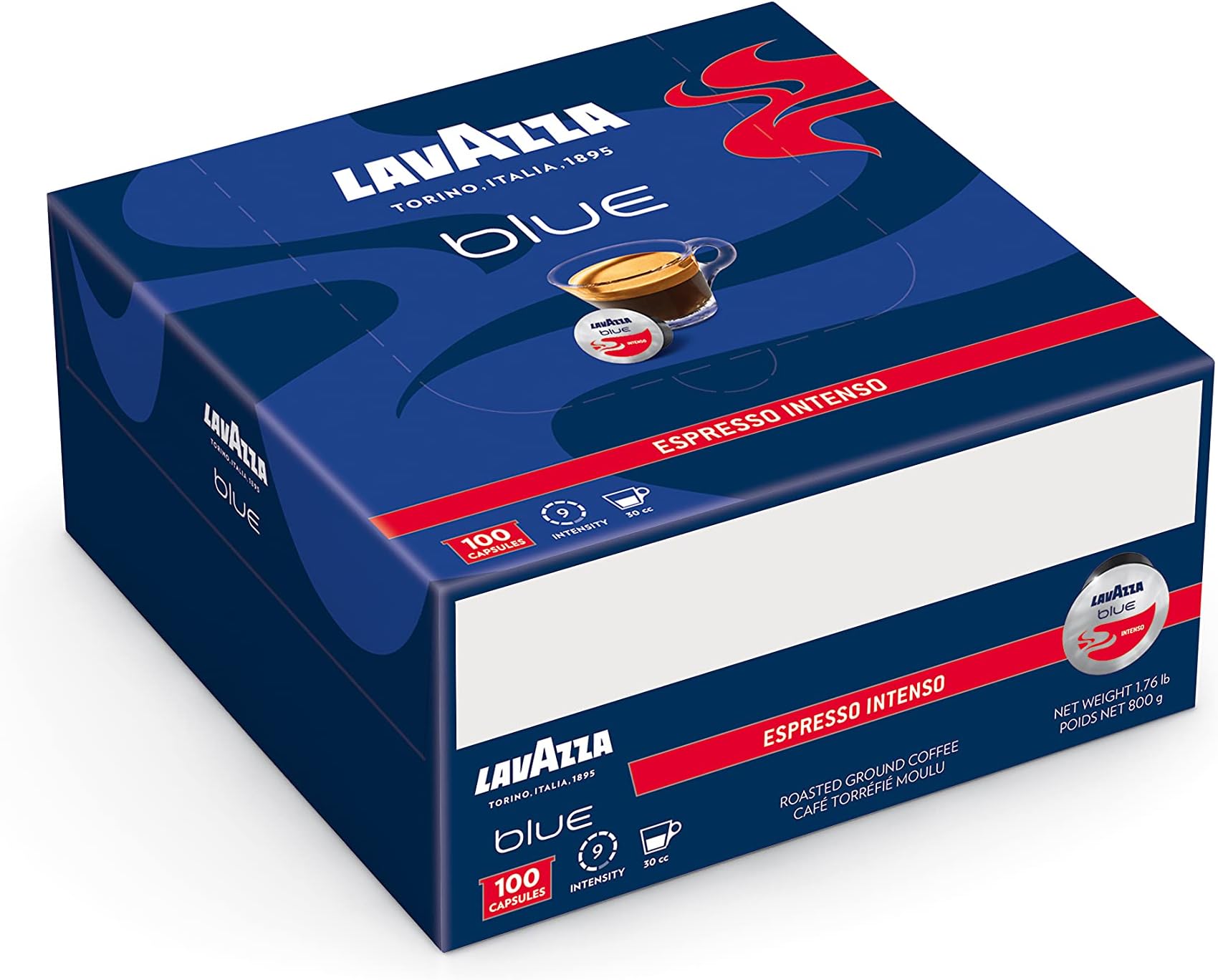 Blue Espresso Intenso, Pack Of 100 Coffee Capsules, Compatible With Blue Machines, 0.8 Kilograms