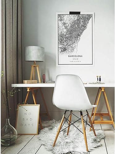 Miniatura 5 de Squareious Póster de mapa de Barcelona, arte moderno de pared en blanco y negro, decoración escandinava para el hogar, impresiones de la ciudad de
