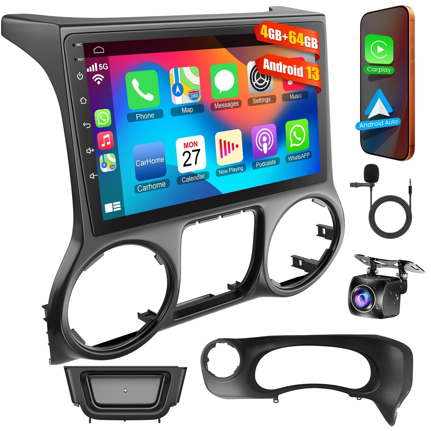 Photo 1 of (8Core + 64GB) 10.1 Inch QLED Touch Screen Car Radio for Jeep Wrangler 2015 2016 2017 with Carplay and Android Auto,Android 13 Jeep Wrangler Stereo Support Bluetooth,WiFi,GPS,FM Radio,Backup Camera