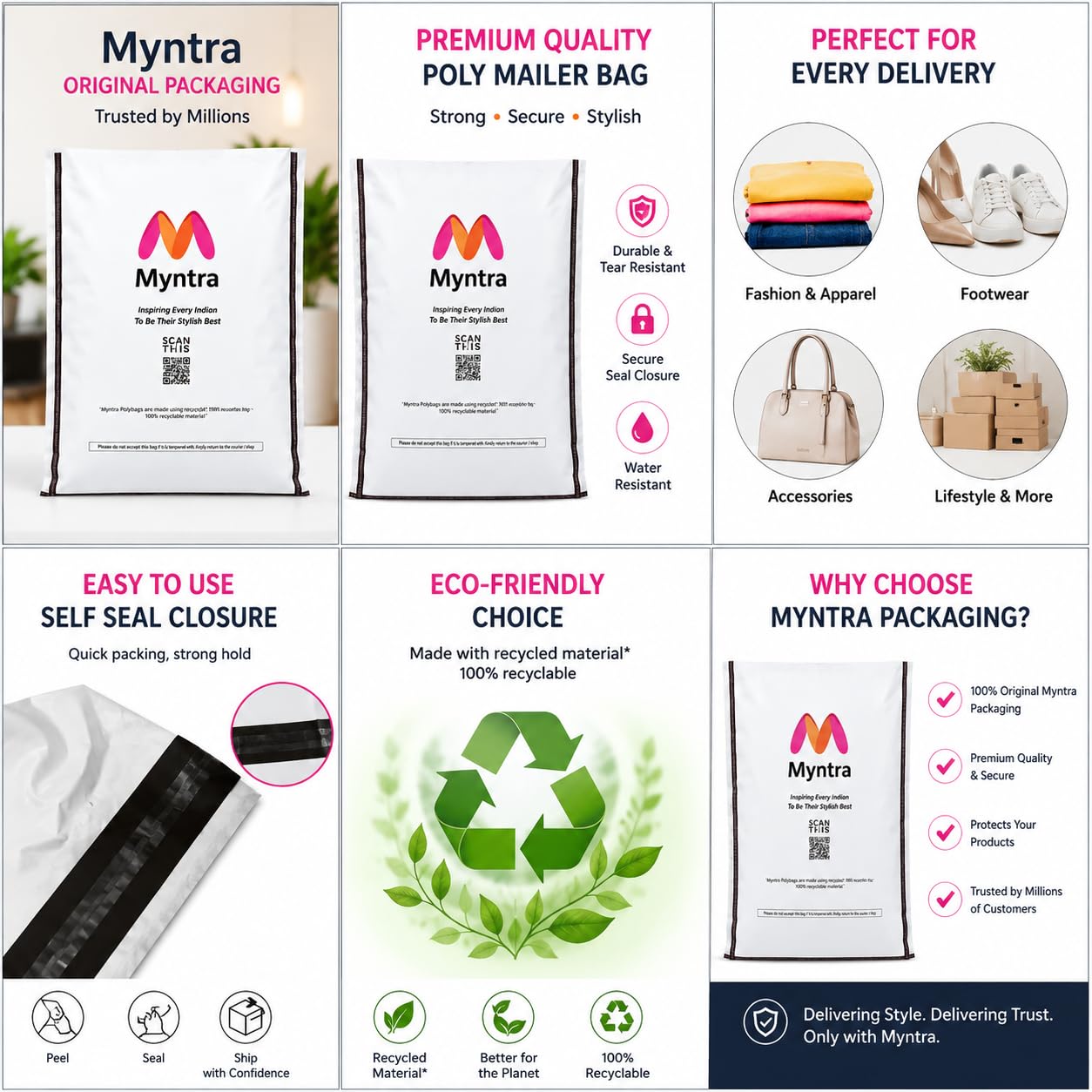 Paper Courier Bags - Pack of 50 for Shipping -5