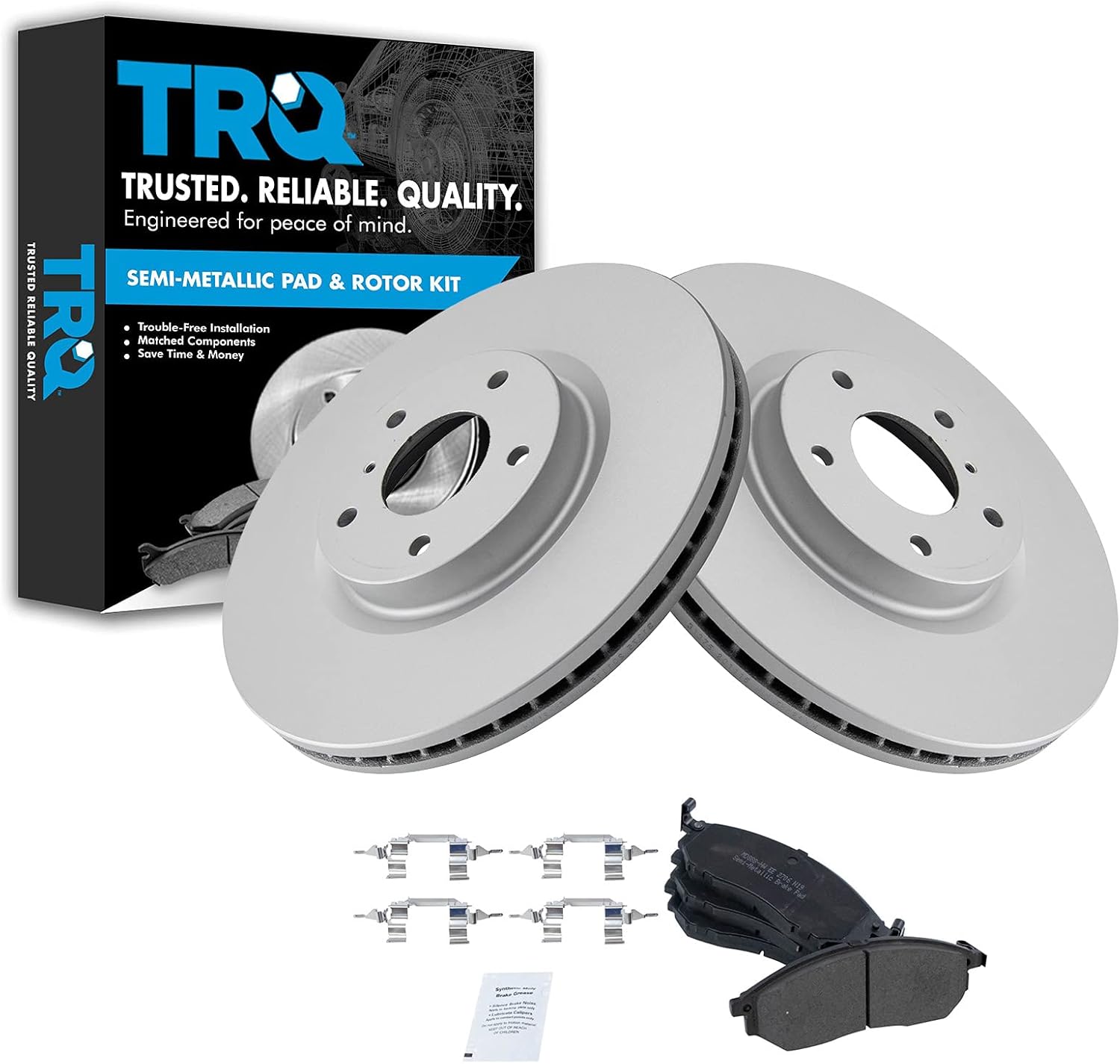 TRQ Front Semi Metallic Disc Brake Pads & G-Coated Rotor Kit for Nissan Infiniti